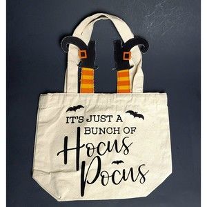 Halloween Hocus Pocus Witches Legs & Boots  Canvas Tote Bag 13 X 10 Cotton NWT